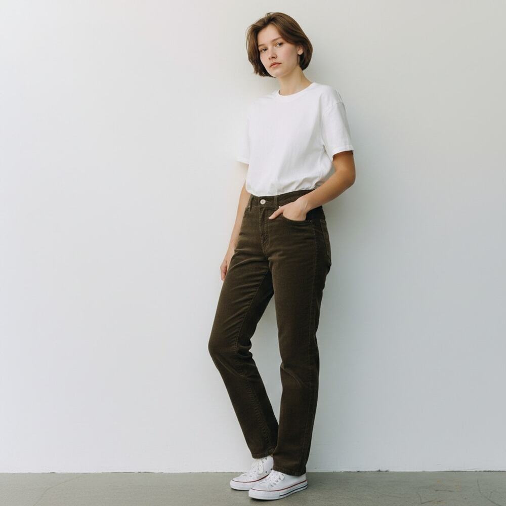 Ann Taylor LOFT Brown Corduroy Pants 25 Modern Straight Leg Stretch Trousers